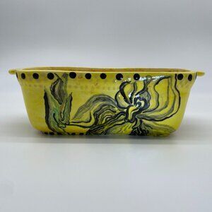 Ceramic serving container | Hand-painted décor | By Folk Artist Virgnia Kellogg